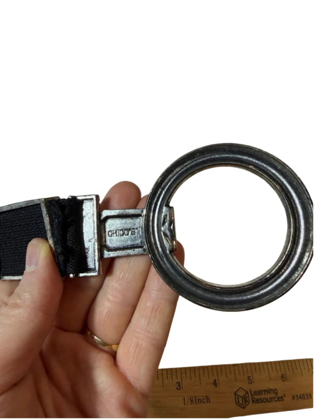 Vintage Chico’s Genuine Leather Silver-Tone Concho O-Ring Belt Italy